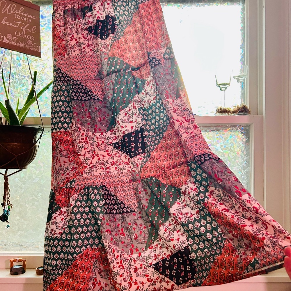 Floral Patchwork Maxi Skirt